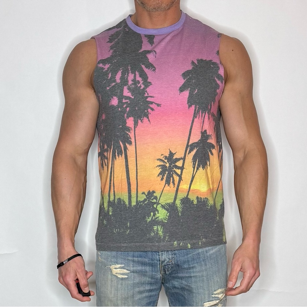 Sunset Palm Sleeveless Shirt